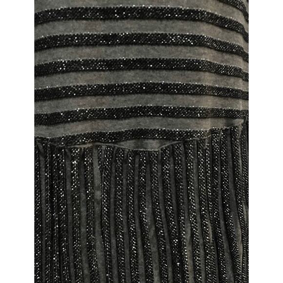 Alembika Silver Striped Boho Dress Grey Black Medium Lagenlook Artsy Avant Garde - Picture 3 of 10